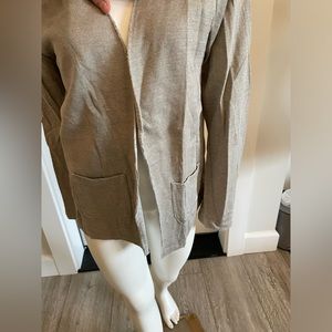 Majestic Paris double layer open front cardigan with pockets linen